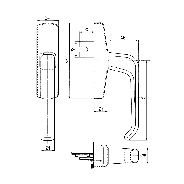 Poignée de fenêtre Spacio à 1 fourche photo du produit visuel_1 2XL