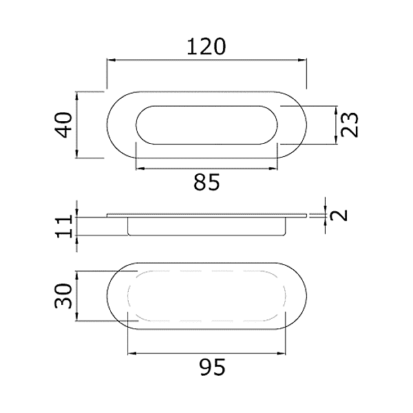 Poignée de meuble cuvette ovale photo du produit visuel_1 2XL