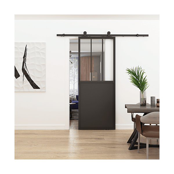 Porte coulissante acier style verrière industrielle photo du produit visuel_1 2XL