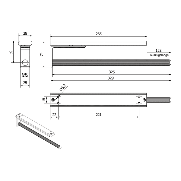 Porte-serviettes extensible 1 bras photo du produit visuel_1 2XL