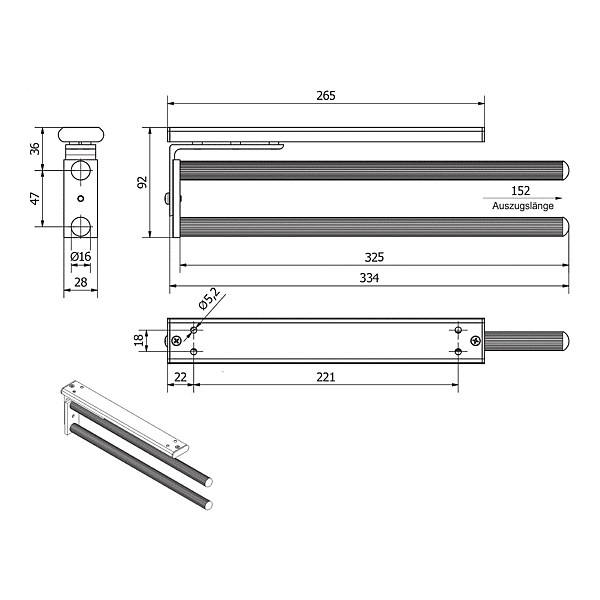 Porte-serviettes extensible 2 bras photo du produit visuel_1 2XL