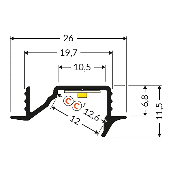 Profil + diffuseur chant droit avec bavette DIAGONAL 10 photo du produit visuel_1 2XL
