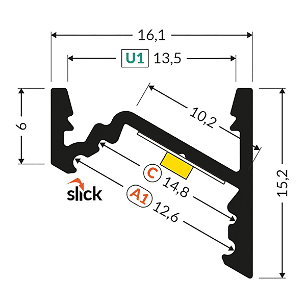 Profil + diffuseur chant incliné CORNER 10 photo du produit visuel_1 2XL
