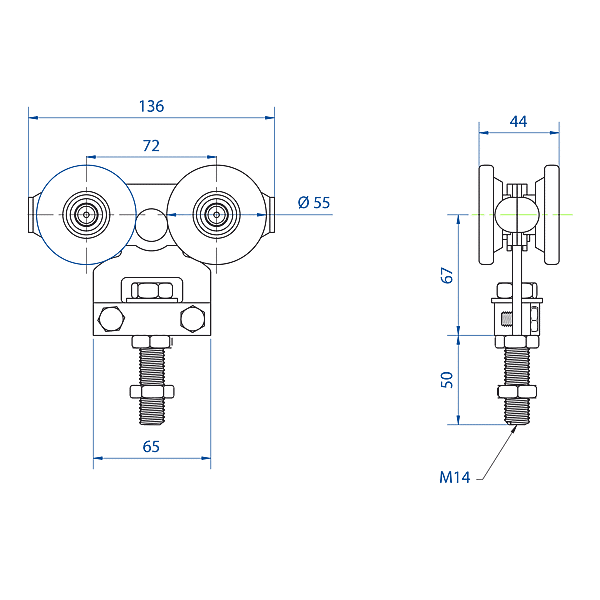 Roulette à roulement à billes sur monture photo du produit visuel_1 2XL