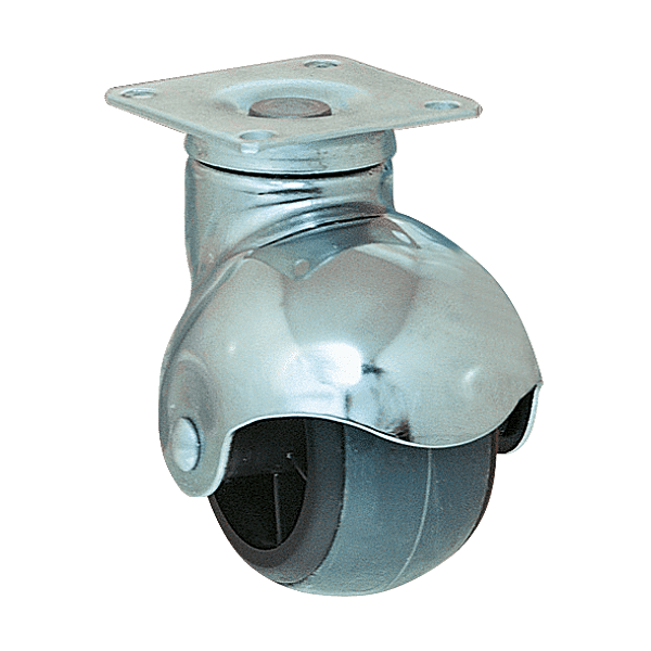 Roulette boule à platine acier zinguée Ø 45 roue noire charge 20 kg à platine photo du produit visuel_1 2XL