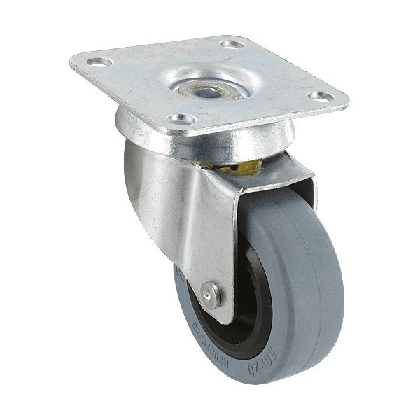 Roulette collec a platine pivot. ø 50 caoutc. gris bleu charge 40 kg à platine photo du produit visuel_1 2XL