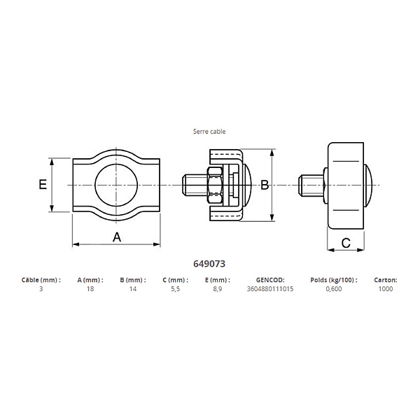 Serre-câble plat, à 1 boulon photo du produit visuel_1 2XL