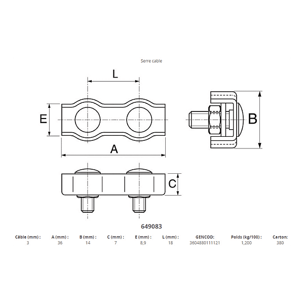 Serre-câble plat, à 2 boulons photo du produit visuel_1 2XL
