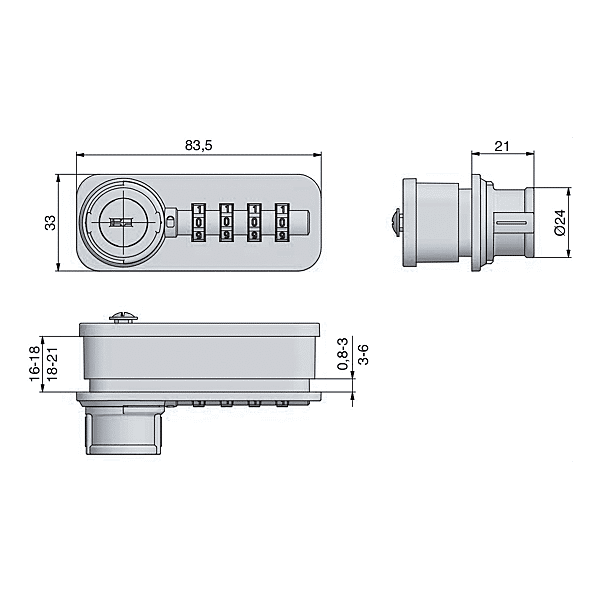 Serrure à code mécanique Dial Lock 58.01 fermeture à came batteuse photo du produit visuel_1 2XL