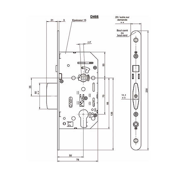 Serrure à encastrer modèle D46* photo du produit visuel_1 2XL