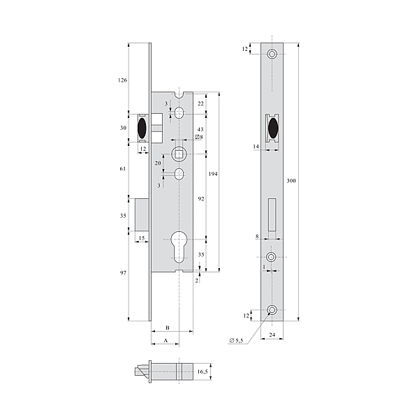 Serrure à encastrer monopoint 2260.TP24 photo du produit visuel_1 2XL