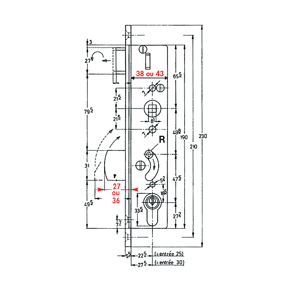 Serrure à encastrer multipoints 8001 DS photo du produit visuel_1 2XL