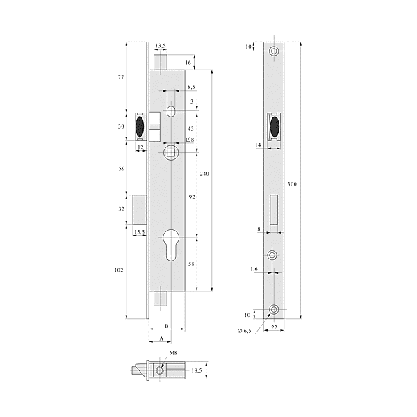 Serrure à encastrer multipoints 2270 T22 photo du produit visuel_1 2XL