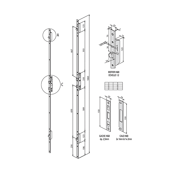 Serrure à encastrer multipoints  6870 photo du produit visuel_1 2XL