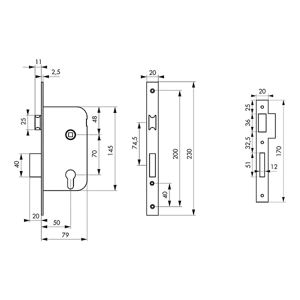 Serrure à encastrer 051796/050796 photo du produit visuel_1 2XL