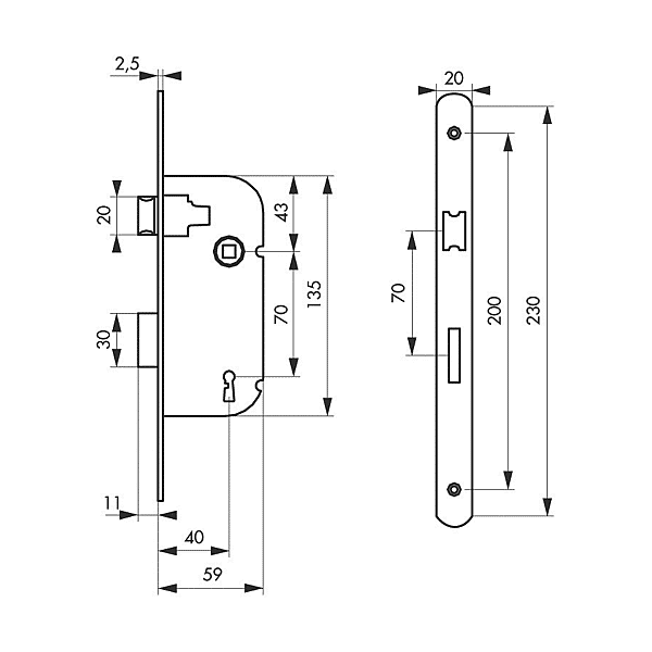 Serrure à encastrer monopoint 0811 photo du produit visuel_1 2XL