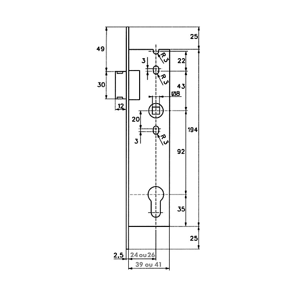 Serrure à encastrer monopoint 2241 photo du produit visuel_1 2XL