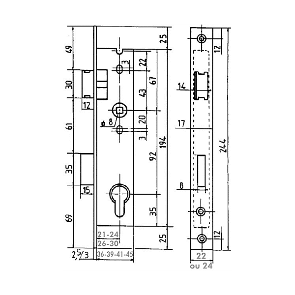 Serrure à encastrer monopoint 2260.TP22 photo du produit visuel_1 2XL