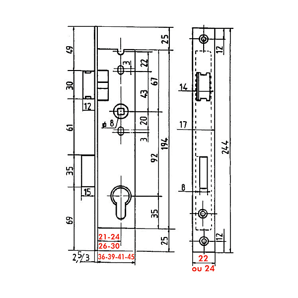 Serrure à encastrer monopoint 2260 photo du produit visuel_1 2XL