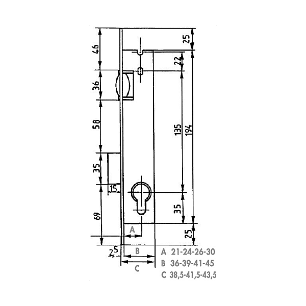 Serrure à encastrer monopoint 2264.TP24 photo du produit visuel_1 2XL