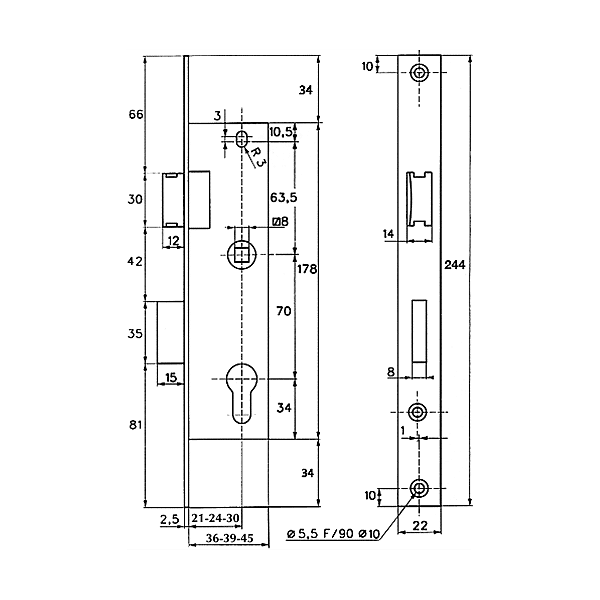 Serrure à encastrer monopoint 2460.TP22 photo du produit visuel_1 2XL