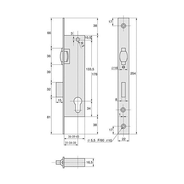 Serrure à encastrer monopoint 2464.TP22 photo du produit visuel_1 2XL