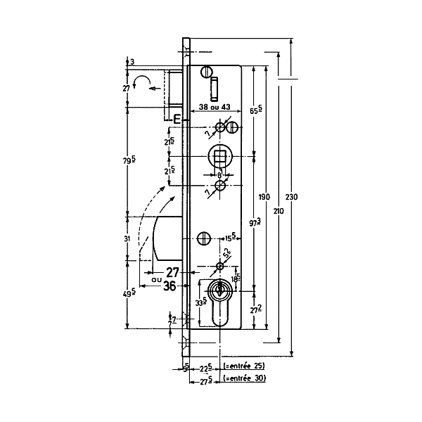 Serrure à encastrer monopoint 8002 photo du produit visuel_1 2XL