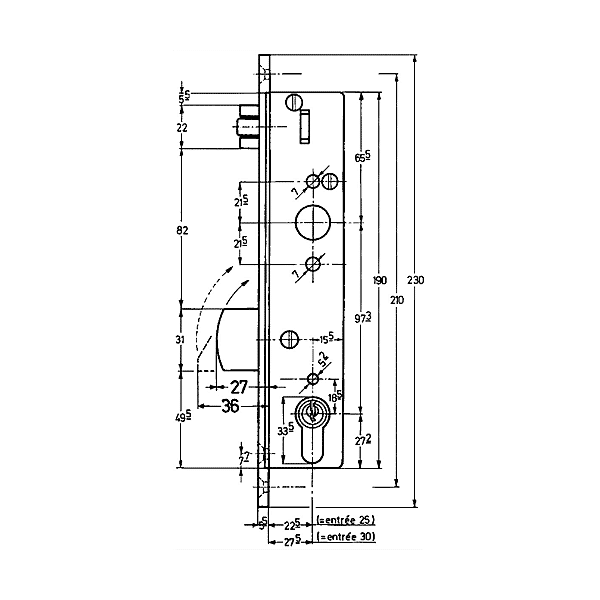 Serrure à encastrer monopoint 8012 photo du produit visuel_1 2XL