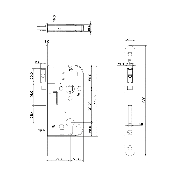 Serrure à encastrer monopoint 825 photo du produit visuel_1 2XL