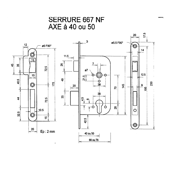 Serrure à encastrer monopoint 9667 photo du produit visuel_1 2XL