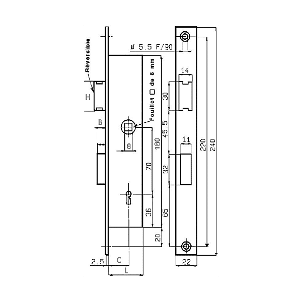Serrure à encastrer monopoint n°2 photo du produit visuel_1 2XL