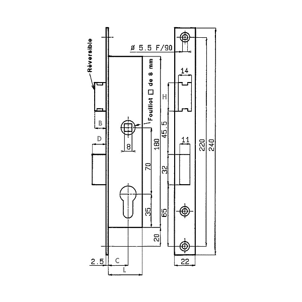 Serrure à encastrer monopoint n°7 photo du produit visuel_1 2XL