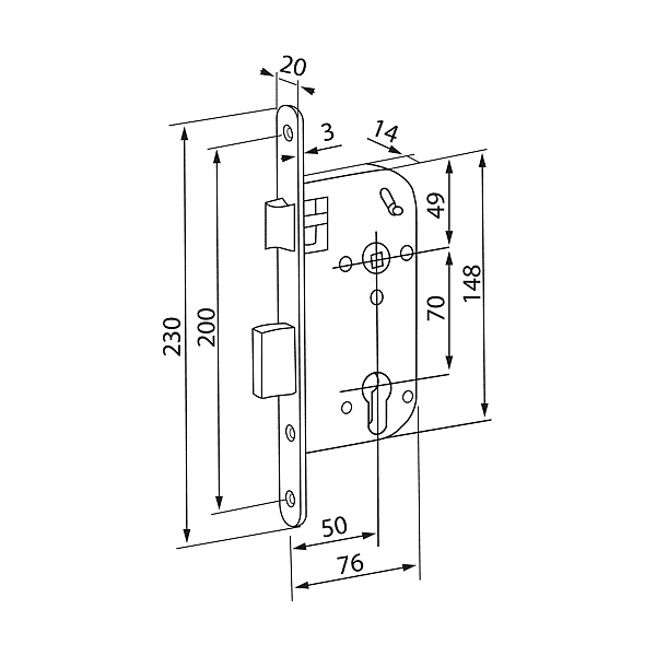 Serrure à encastrer monopoint pour ERP 900 photo du produit visuel_1 2XL