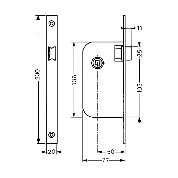 Serrure à encastrer monopoint pour ERP Multibat photo du produit visuel_1 2XL