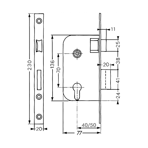 Serrure à encastrer monopoint pour ERP Multibat photo du produit visuel_1 2XL