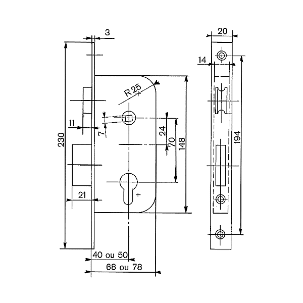 Serrure à encastrer monopoint pour ERT et collectif D45 photo du produit visuel_1 2XL