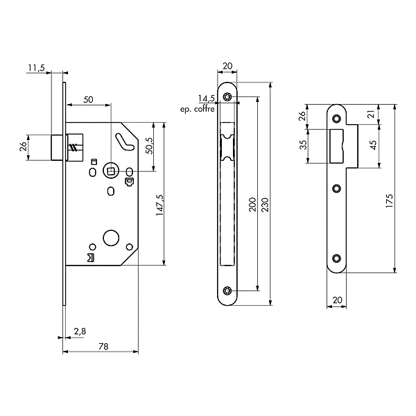 Serrure à encastrer monopoint Unimax photo du produit visuel_1 2XL