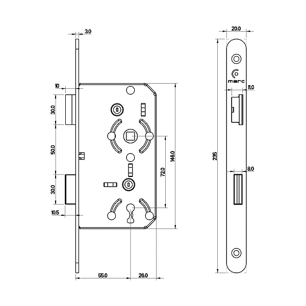 Serrure à encastrer monopoint  photo du produit visuel_1 2XL
