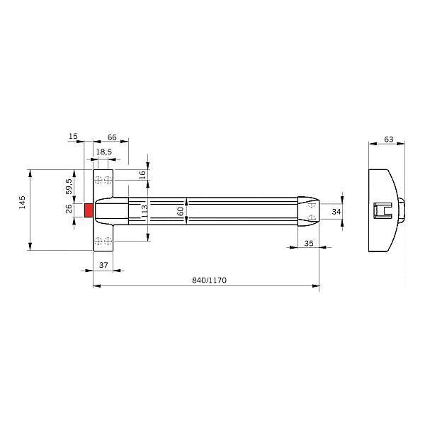 Serrure anti-panique PHB 3000 Push photo du produit visuel_1 2XL