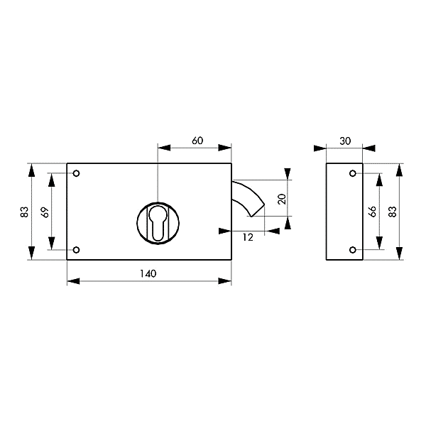 Serrure en applique embouti pour portail coulissant photo du produit visuel_1 2XL