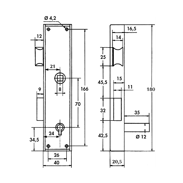 Serrure en applique monopoint étroite F1104 photo du produit visuel_1 2XL