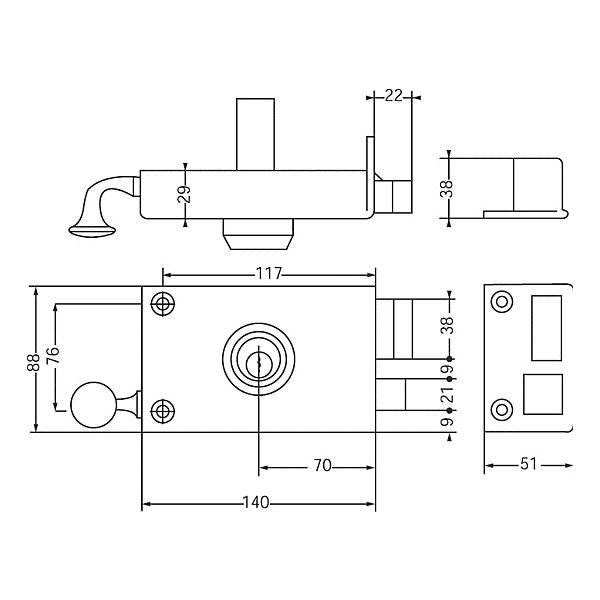 Serrure en applique monopoint pour grille ou portail Véga photo du produit visuel_1 2XL