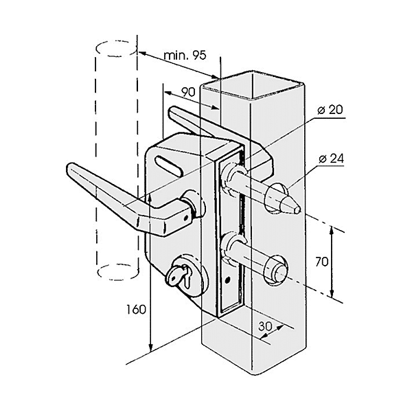 Serrure en applique monopoint pour portail battant LCKX U2 photo du produit visuel_1 2XL