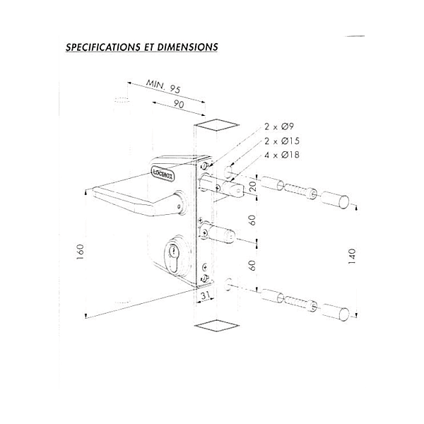 Serrure en applique monopoint pour portail battant LAKQ U2 photo du produit visuel_1 2XL