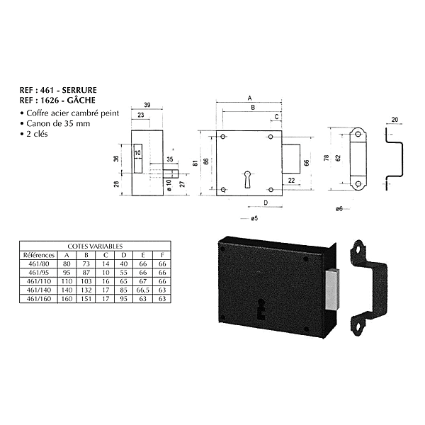 Serrure en applique monopoint pour cave ou de placard FC0461 photo du produit visuel_1 2XL