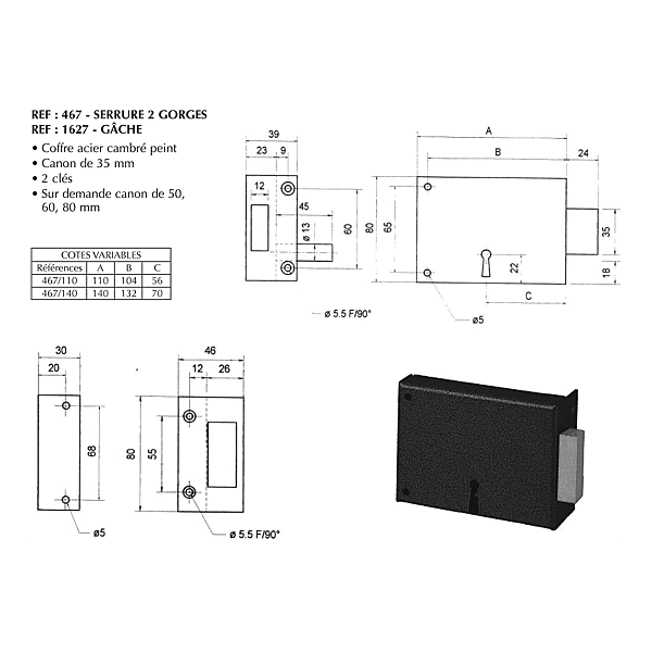 Serrure en applique monopoint pour cave ou de placard 467 photo du produit visuel_1 2XL