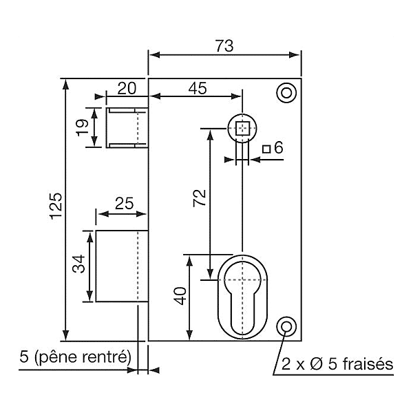 Serrure en applique monopoint pour grille/portail 187 photo du produit visuel_1 2XL