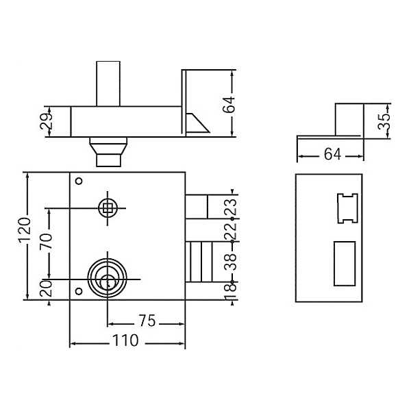 Serrure en applique monopoint renforcée pour grille/portail 900400-03 photo du produit visuel_1 2XL
