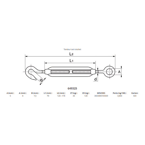 Tendeur lanterne à crochet et œil photo du produit visuel_1 2XL