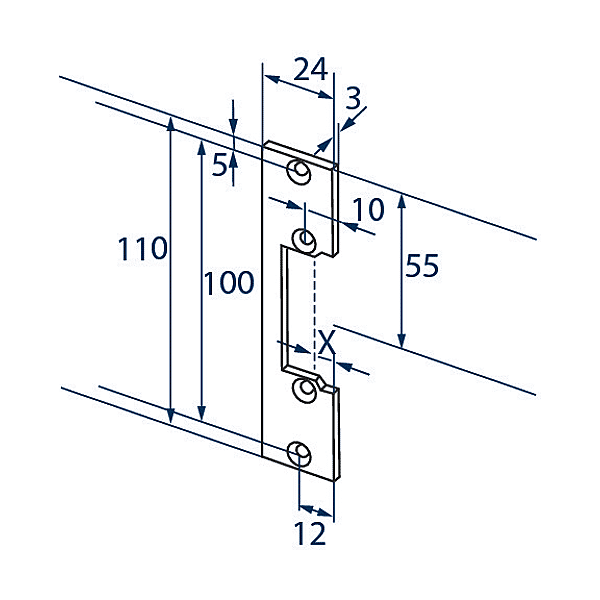 Têtière plate n°106 pour gâche électrique photo du produit visuel_1 2XL